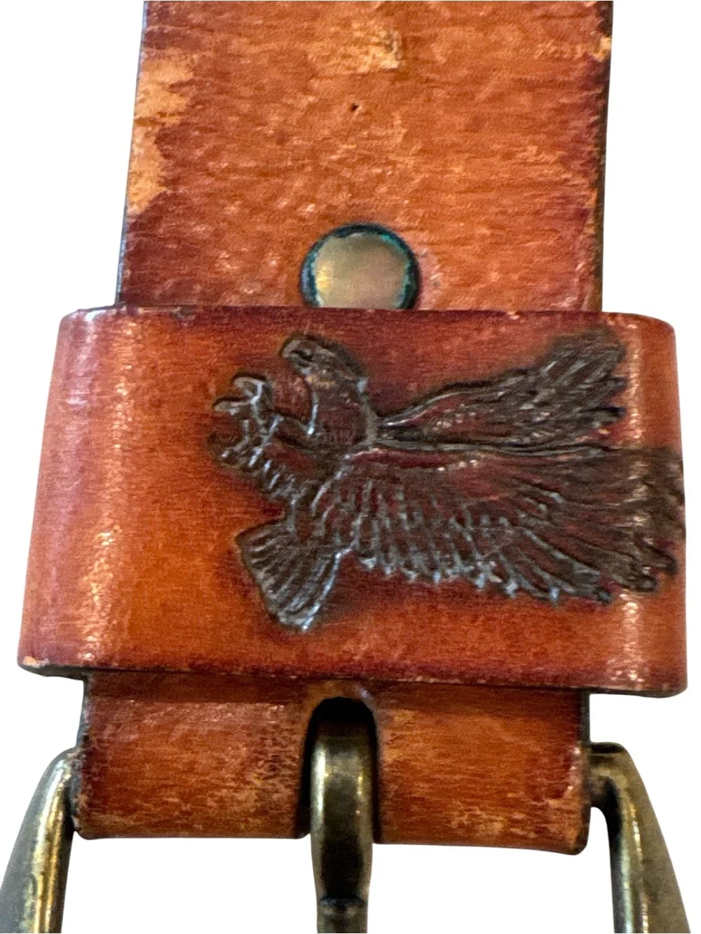 Vintage Genuine Leather Eagle Western Belt Brown Size 34/35 USA